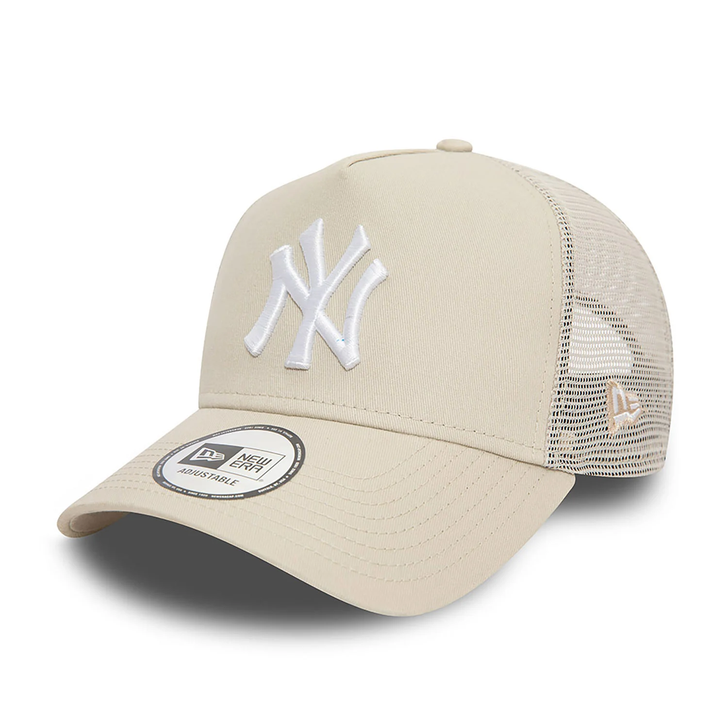 New York Yankees League Essential Light Beige A-Frame Trucker Cap ...